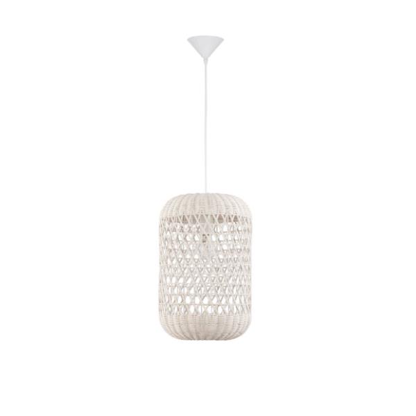 AURORAIvory Rattan  White Fabric Wire &