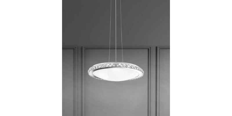 Chrome Metal White Glass & K9 Crystal LE