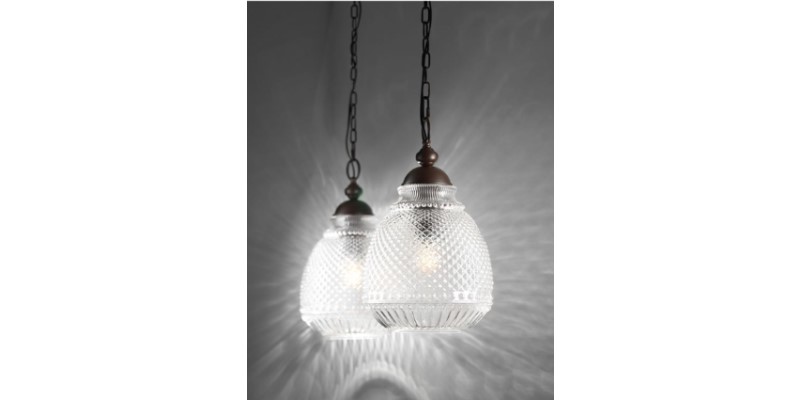 Clear Glass Dark Brown Base & Chain LED