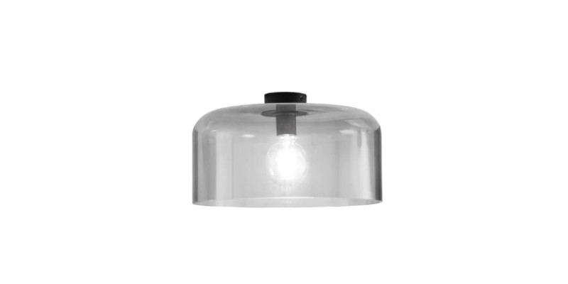 PLAFONIERA GIBUS IN METALLO E VETRO GRIG