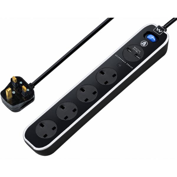 4 SKT 2M H05VV-F,SURGE+USB (2 PORT 3.1A