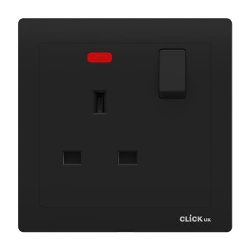 13A SWITCHED 1 GANG SOCKET WITH NEON BK