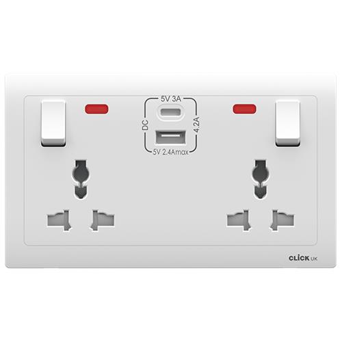 UNIV 13A 2G SW SKT USB A&C NEON CHARGE
