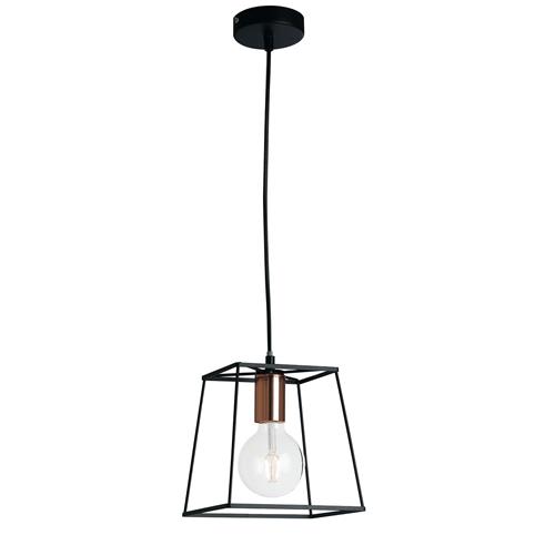 SOSPENSIONE HARLEM NERA/RAME 1XE27 22X22