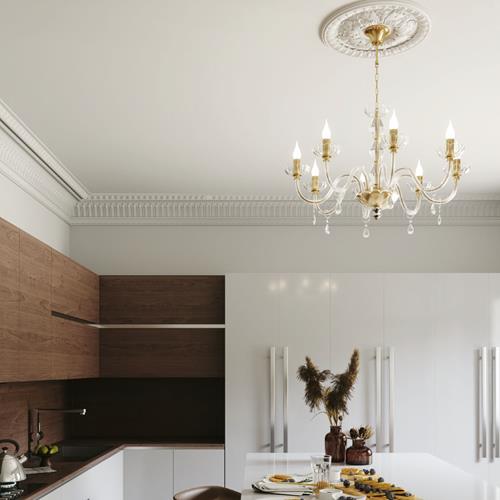 LAMPADARIO RIFLESSO ORO 15XE14 94X67CM