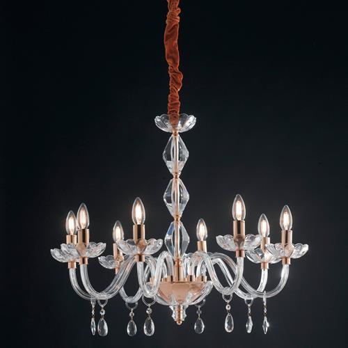 LAMPADARIO RIFLESSO ORO 8XE14 83X57CM