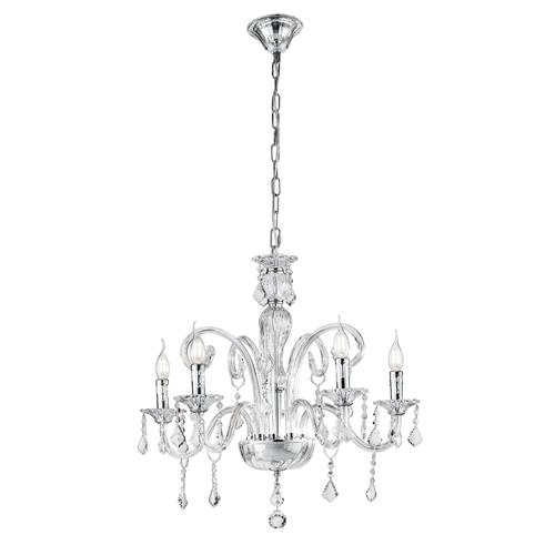 LAMPADARIO CRISTALLO CROMO 5XE14 66X65CM