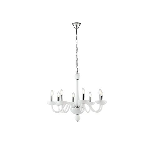 LAMPADARIO ALFIERE BIANCO/CROMO 8XE14 74
