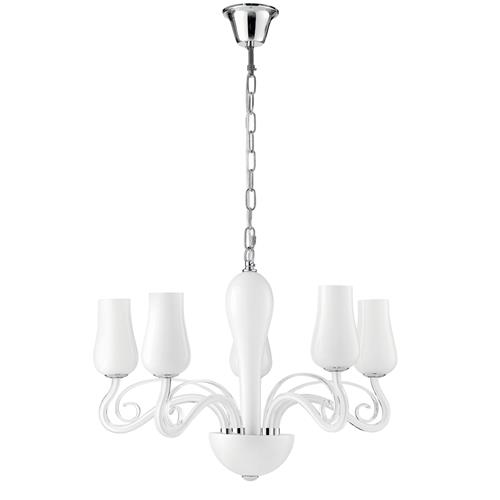 LAMPADARIO ANGEL BIANCO/CROMO 5XE14 64X1