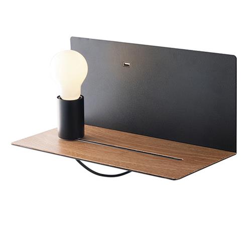 APPLIQUE FLASH NERA CON MENSOLA E USB 2A