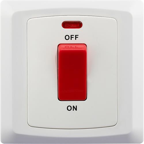 45A 1 GANG DP SWITCH+NEON SINGLE PLATE