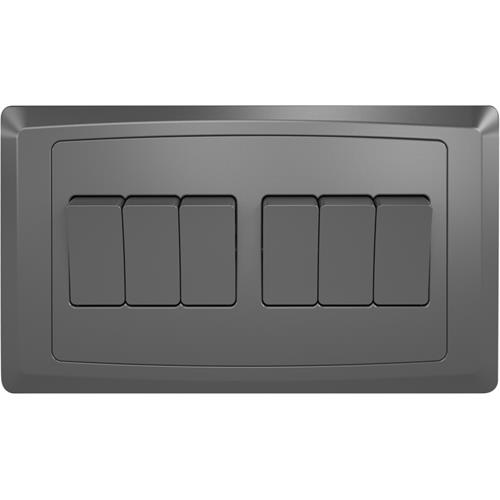 6 GANG 2 WAY PLATE  SWITCH (3X6) DRK GRY
