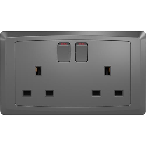13A 2GANG SWITCHED SOCKET DOUBLE POLE DR