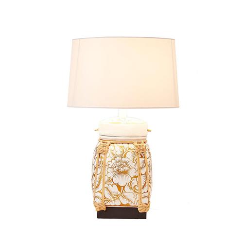 BAMBOO BASKET WH/GRY SHADE WH TABLE