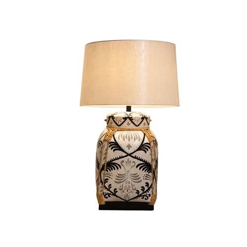 *BLACK FLOWER BASKET LAMP W/RND SHADE