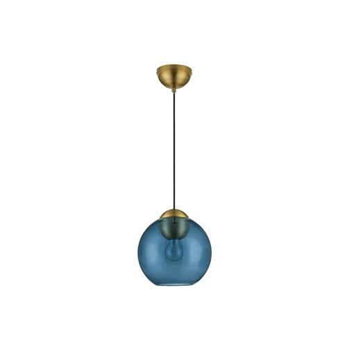Brass Gold Metal & Dark Blue Glass LED E