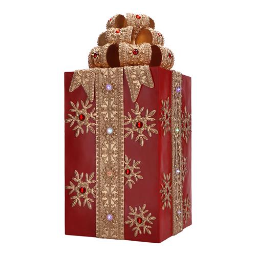 GIFT BOX JEWELS 31X30X61CM-RED/GOLD-LED