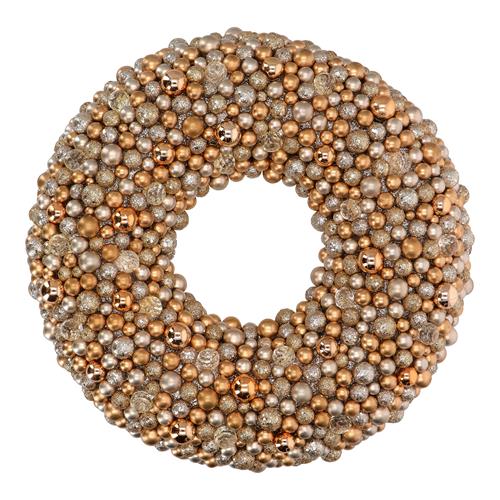 WREATH DECORATED 50X50X9CM GOLD/SHAMPAGN