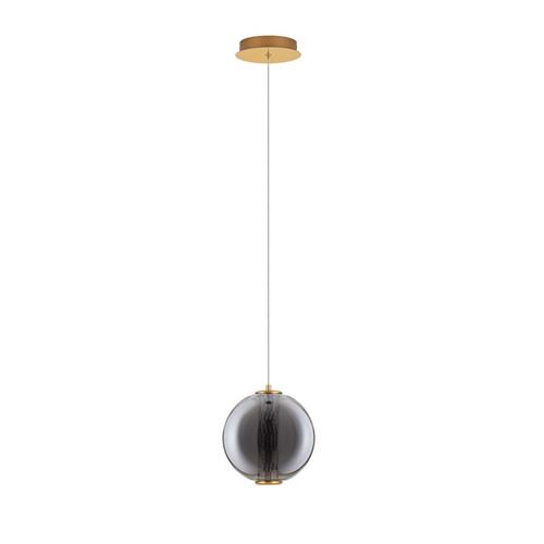 Brass Gold Metal & smoky gray glass  LED