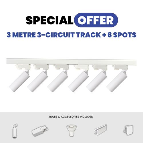 3m 3-circuit track + 6spots WH