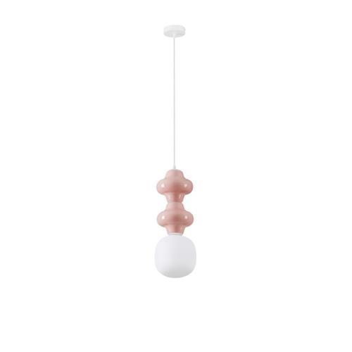 Pink Ceramic & Opal Glass Matt White Met