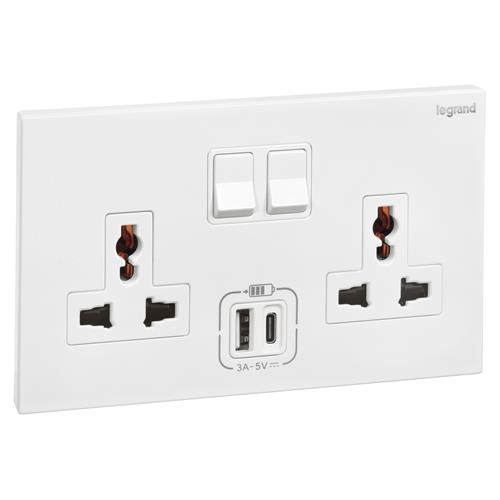 2G SWITCHED SOCKET 2 USB TYPE A+TYPE C