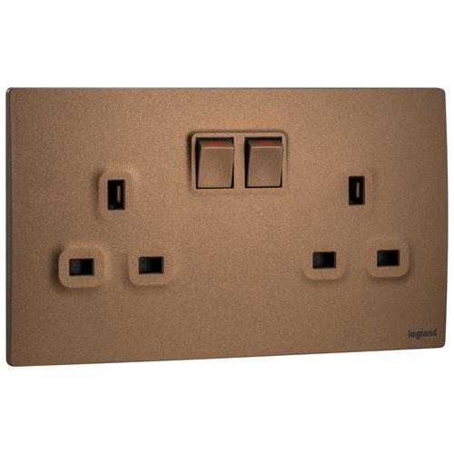 DB 2G  13A SP SW SOCKET W/ 2 E