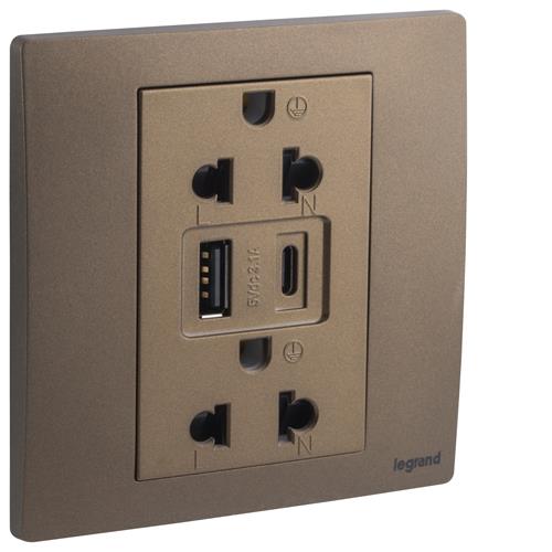DB 1G EURO-US 16A SOCKET+USB A+C