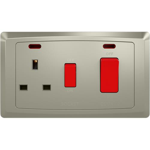 45A SWITCH+NEON+13A  SW/SCK+NEON MATT CH