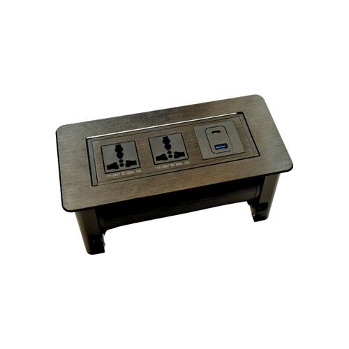 MANUAL FLIP UP SKT 2XUNI 2XUSB Black