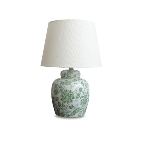 H 48CM PORCELAIN TABLE LAMP WHT/SHADE
