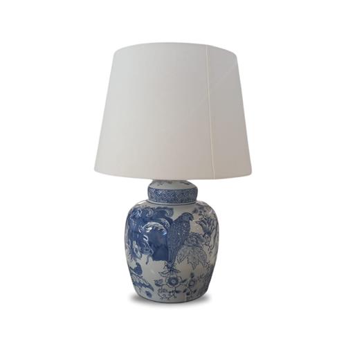 H 48CM PORCELAIN TABLE LAMP WHT/SHADE