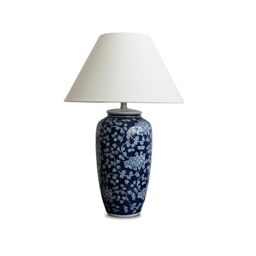 H 64CM PORCELAIN TABLE LAMP W/SHADE B/W