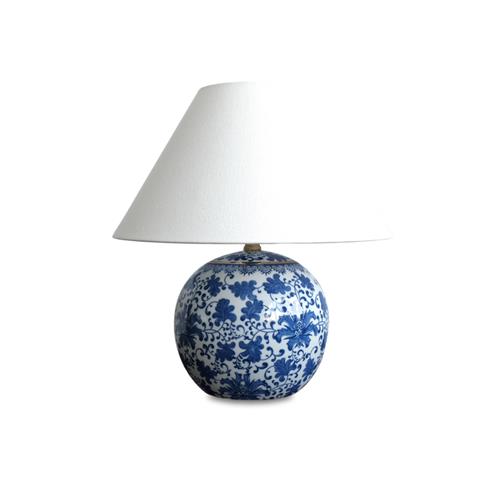 H 42CM PORCELAIN TABLE LAMP W/SHADE B/W
