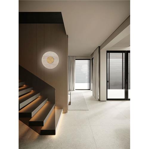 Natural Travertine Brass Gold Metal LED