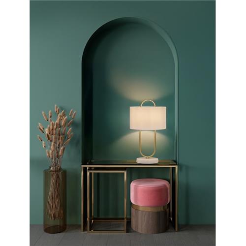 Brass Gold Steel Fabric Shade White Marb