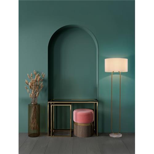 Brass Gold Steel Fabric Shade White Marb