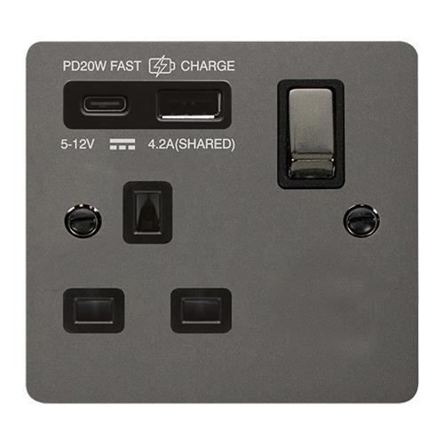 13A 1G C USB FPBN BK