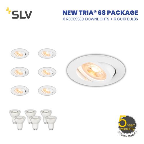 NEW TRIA® - 6 D/L WH + 6 GU10 Bulbs
