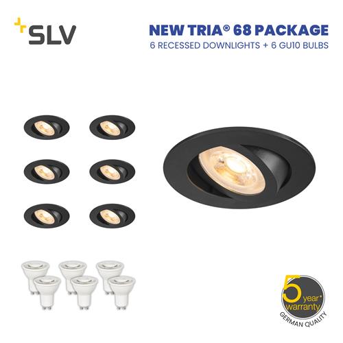 NEW TRIA® - 6 D/L BK + 6 GU10 Bulbs