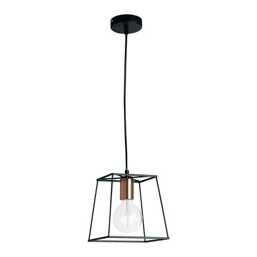 SOSPENSIONE HARLEM NERA/RAME 1XE27 22X22