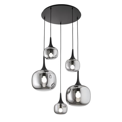 SOSPENSIONE JAIPUR FUME'/NERA 2XE27+3XE1