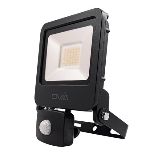 30W FL WW BK IP65PIR