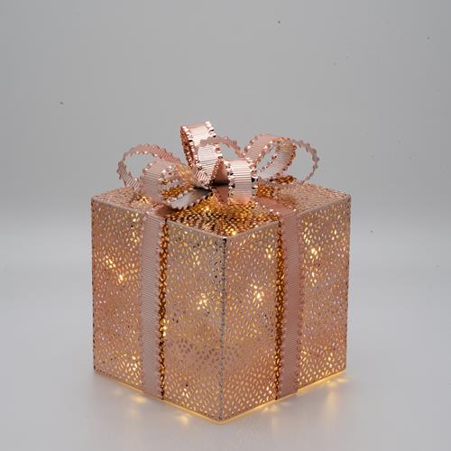 Cubic Gift Box H21,5cm, Pierced Metal wi