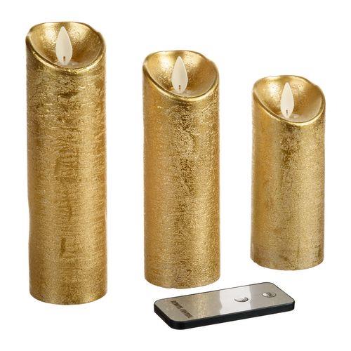 Set of 3 Cylindrical Golden Wax Candles