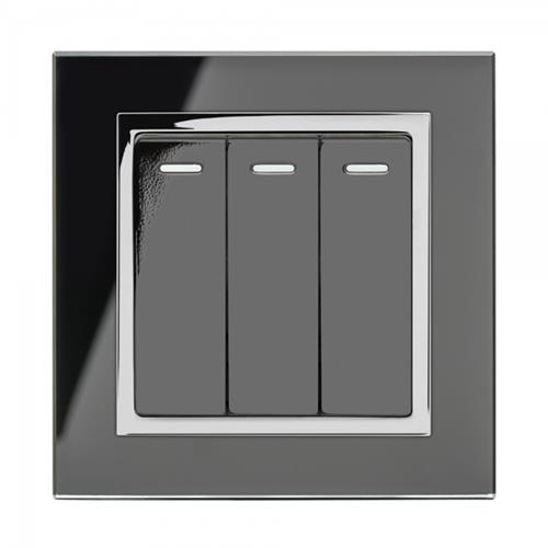 Crystal CT Rocker Light Switch 3G/Int Bl