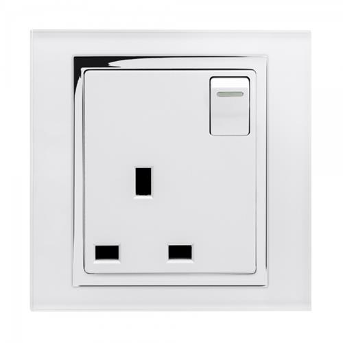 Crystal CT Single Switched Socket White