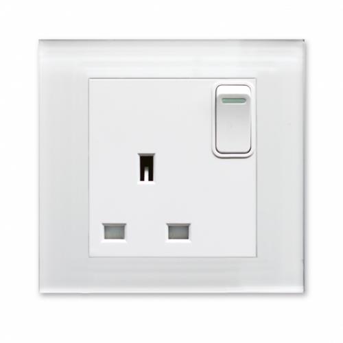 Crystal PG Single Switched Socket White