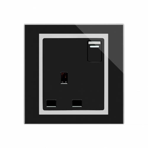 Crystal CT Single Switched Socket Black