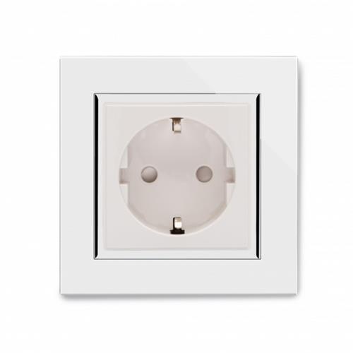 Crystal CT Single Schuko Plug Socket Whi